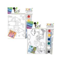 Printed Art Canvas with Paints & Brush